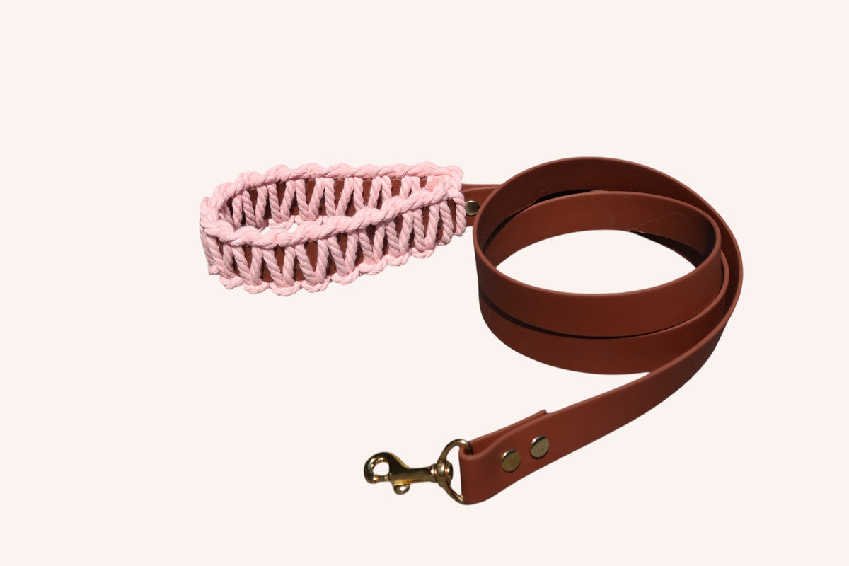 Caressa — Laisse tressée rose 25 mm
